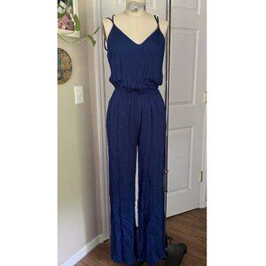 ARDEN B. Slinky Navy Cross Back Smocked Waist Cocktail JUMPSUIT Romper *X-SMALL*